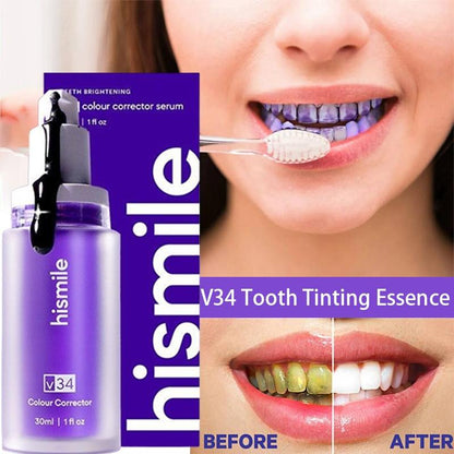 HISMILE V34 Teeth Removing Deep Smoke Stains Gingiva Protection Purple Orthopedic Toothpaste, Purple Teeth Whitening Toothpaste Kit