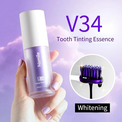 HISMILE V34 Teeth Removing Deep Smoke Stains Gingiva Protection Purple Orthopedic Toothpaste, Purple Teeth Whitening Toothpaste Kit